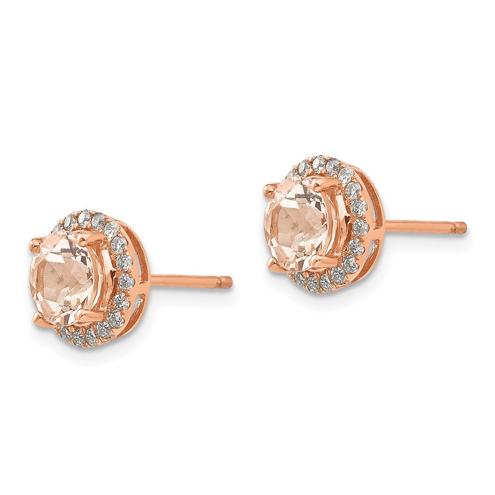 14K Roségold Morganit & Echt Diamant Ohrring