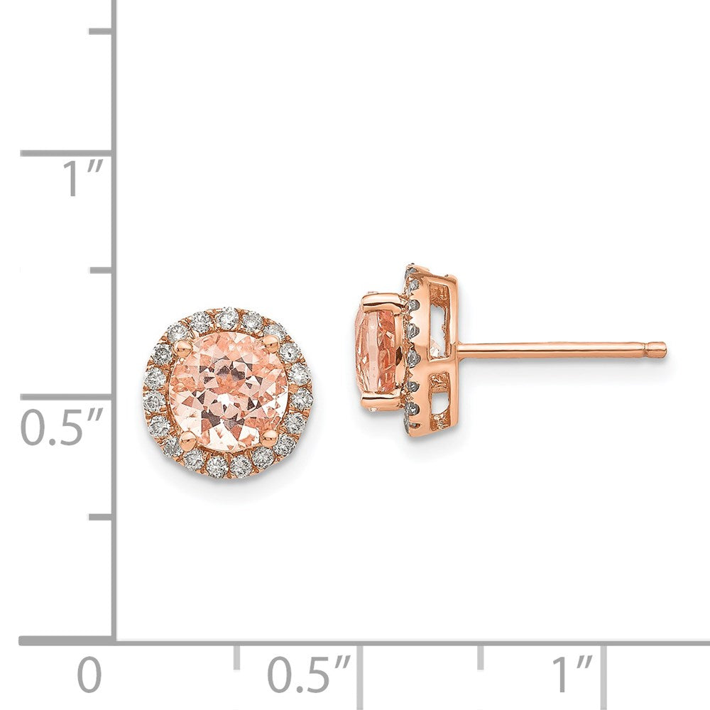 14K Roségold Morganit & Echt Diamant Ohrring
