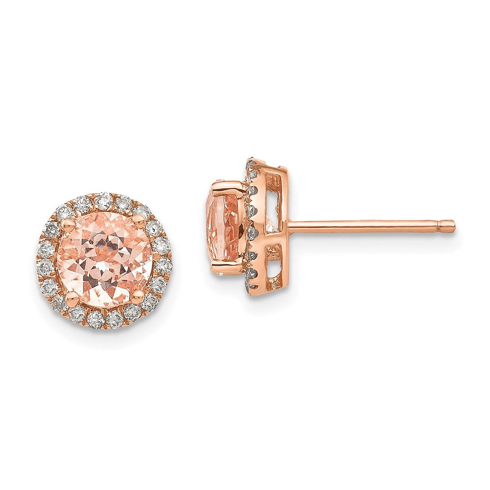 14K Roségold Morganit & Echt Diamant Ohrring