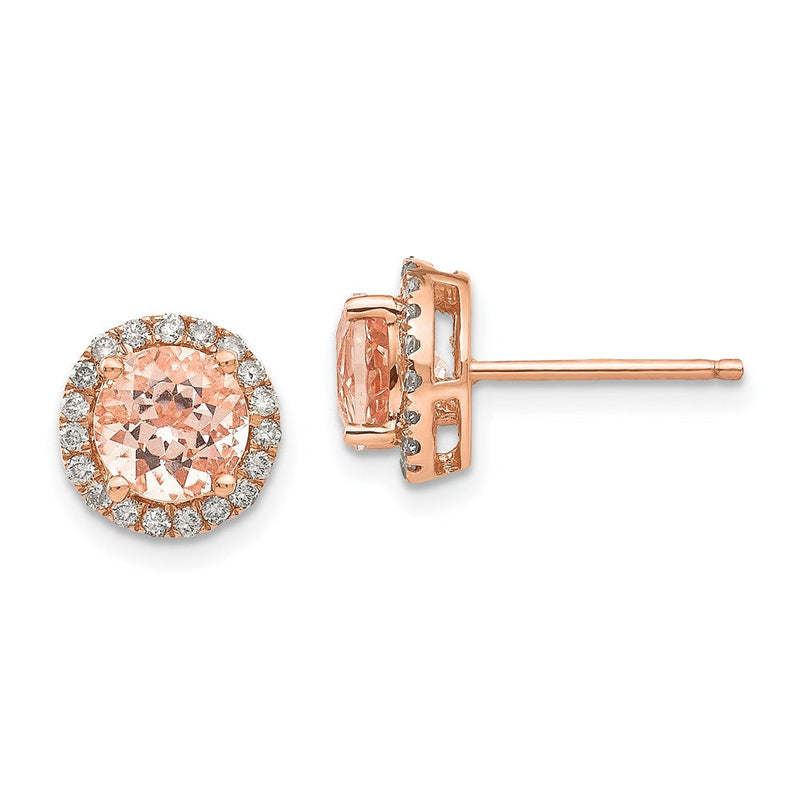 14K Roségold Morganit & Echt Diamant Ohrring