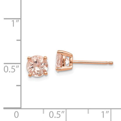 14K Roségold Ohrstecker mit rundem Morganit