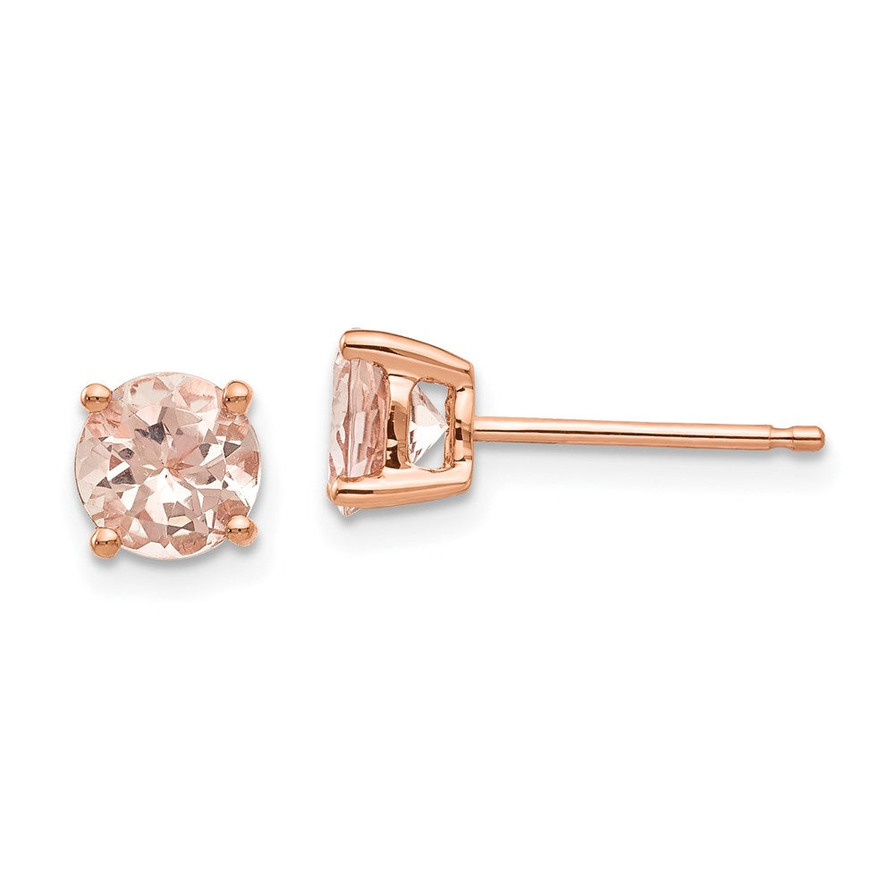 14K Roségold Ohrstecker mit rundem Morganit