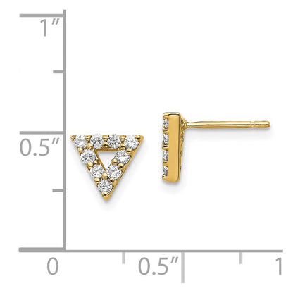 14K Gelbgold Ohrringe mit echten Diamanten, Dreieck, offen