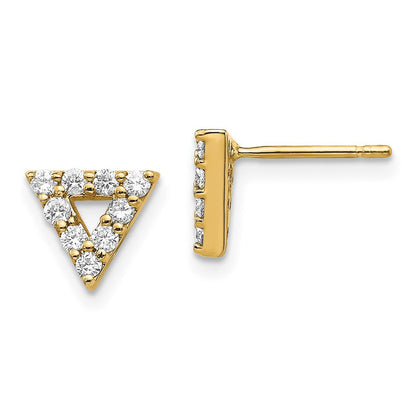 14K Gelbgold Ohrringe mit echten Diamanten, Dreieck, offen