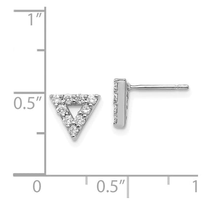 14K Weißgold Diamant-Ohrringe mit offenem Dreieck-Design, echte Diamanten