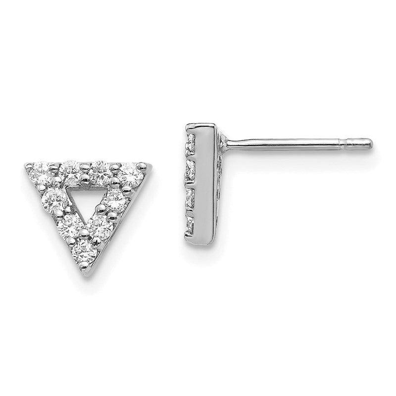 14K Weißgold Diamant-Ohrringe mit offenem Dreieck-Design (echte Diamanten)