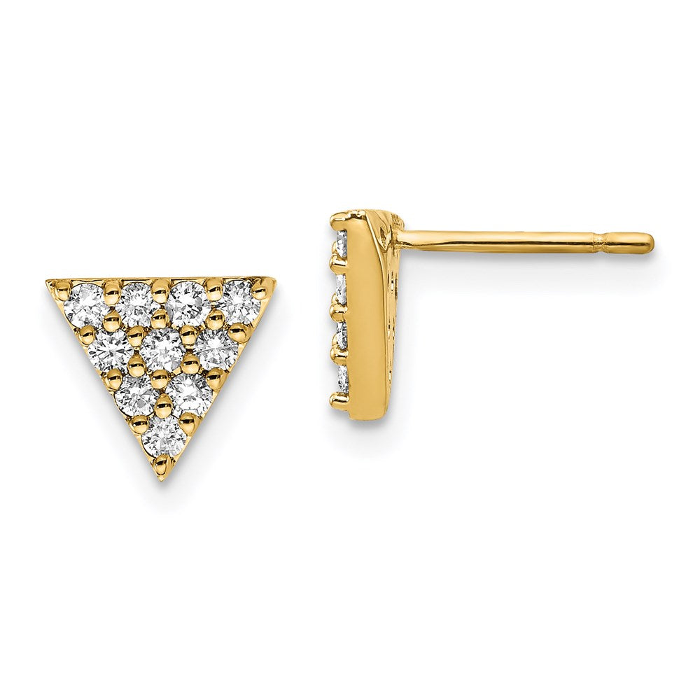 14K Gelbgold Ohrringe mit echten Diamanten in Dreiecksform