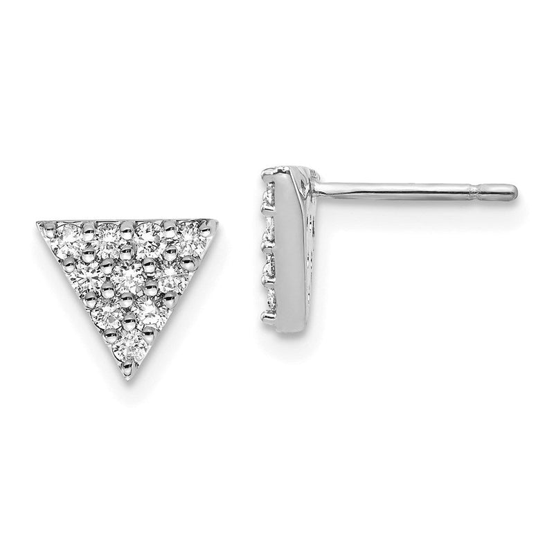 14K Weißgold Ohrringe mit echten Diamanten in Dreiecksform