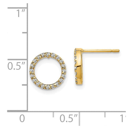 14K Gelbgold Ohrringe mit echten Diamanten in offener Kreisform