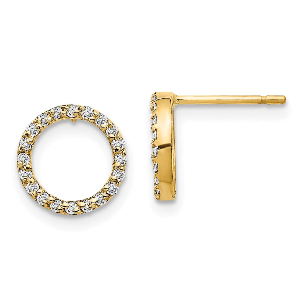 14K Gelbgold Ohrringe mit echten Diamanten in offener Kreisform