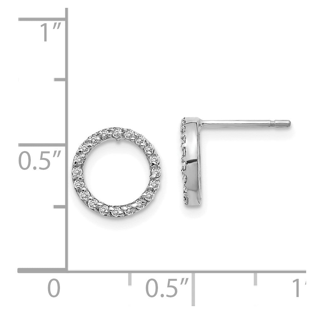 14K Weißgold Ohrringe mit echten Diamanten, offener Kreis