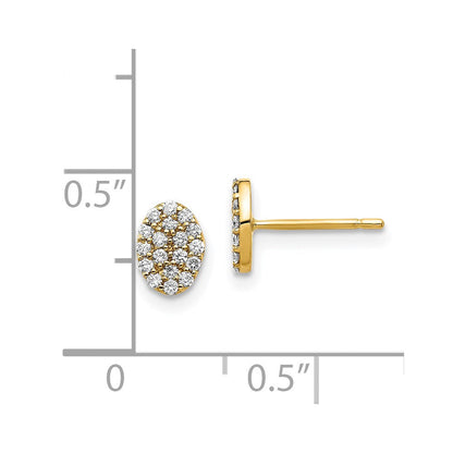 14K Gelbgold Ohrringe mit echten Diamanten im Cluster-Design, oval