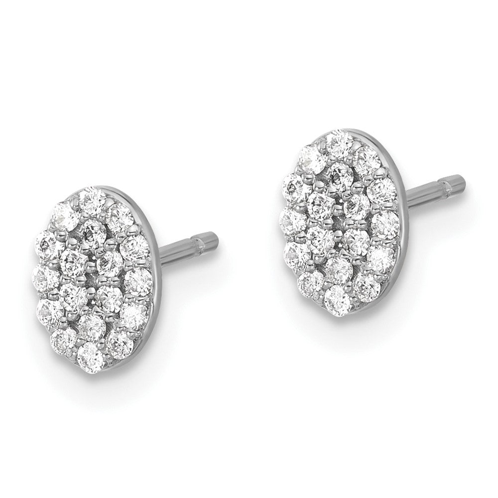 14K Weißgold Diamant-Cluster-Ohrringe, oval, echte Diamanten