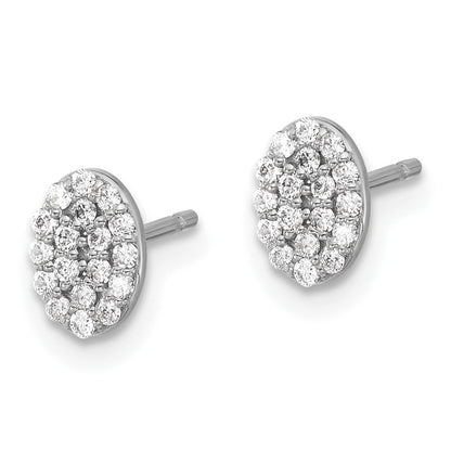 14K Weißgold Ohrringe mit echten Diamanten, Cluster-Design, oval