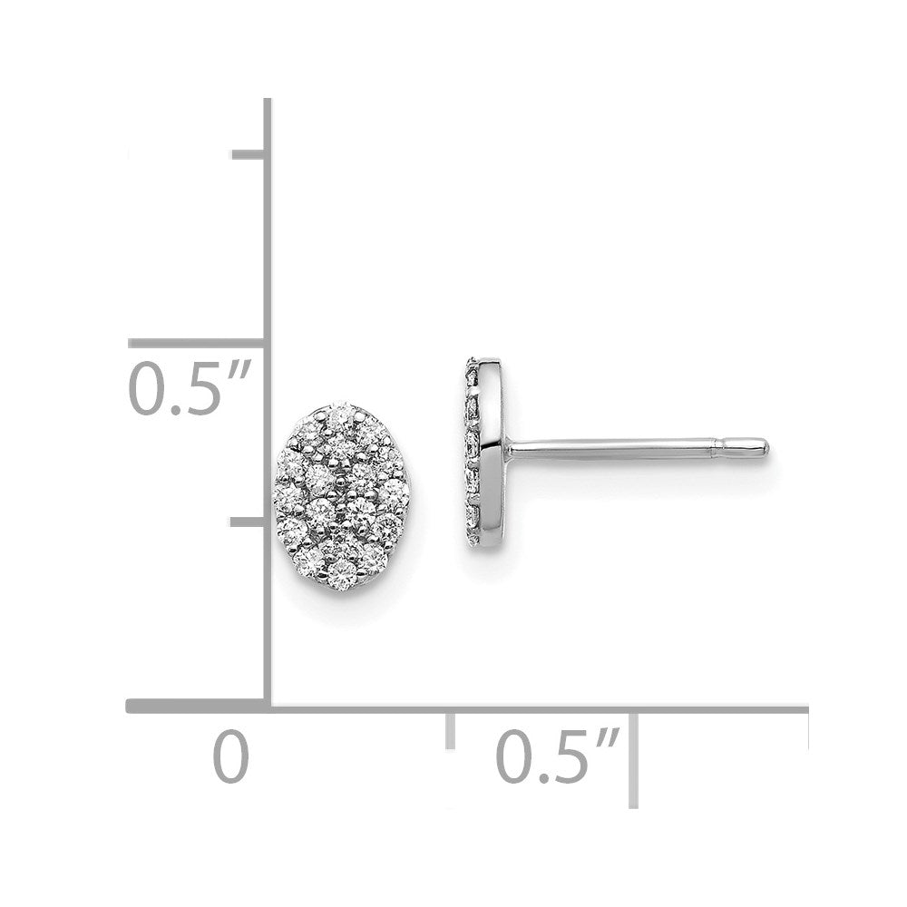 14K Weißgold Diamant-Cluster-Ohrringe, oval, echte Diamanten