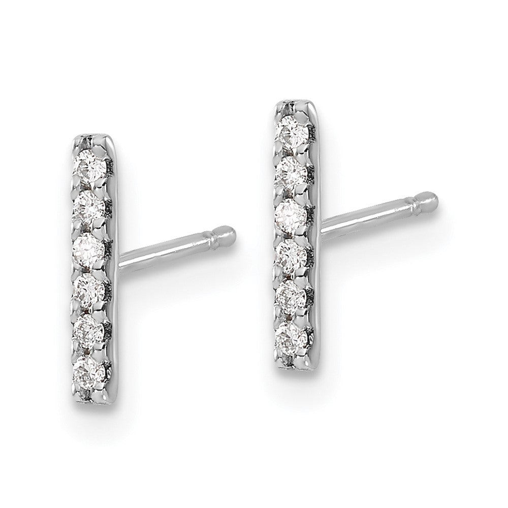14K Weißgold Ohrringe mit echten Diamanten, Stab-Design