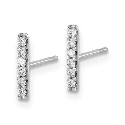 14K Weißgold Ohrringe mit echten Diamanten, Stab-Design