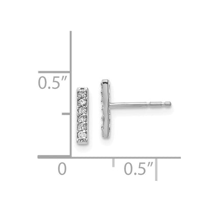 14K Weißgold Ohrringe mit echten Diamanten, Stab-Design