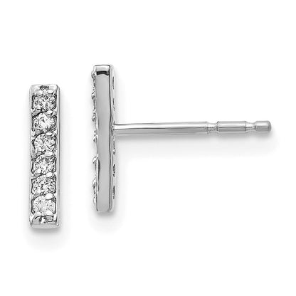14K Weißgold Ohrringe mit echten Diamanten, Stab-Design