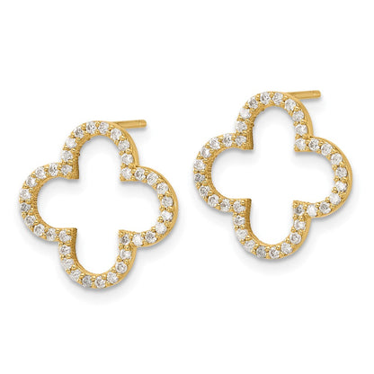 14K Gold Ohrstecker Vierpass-Design mit echten Diamanten