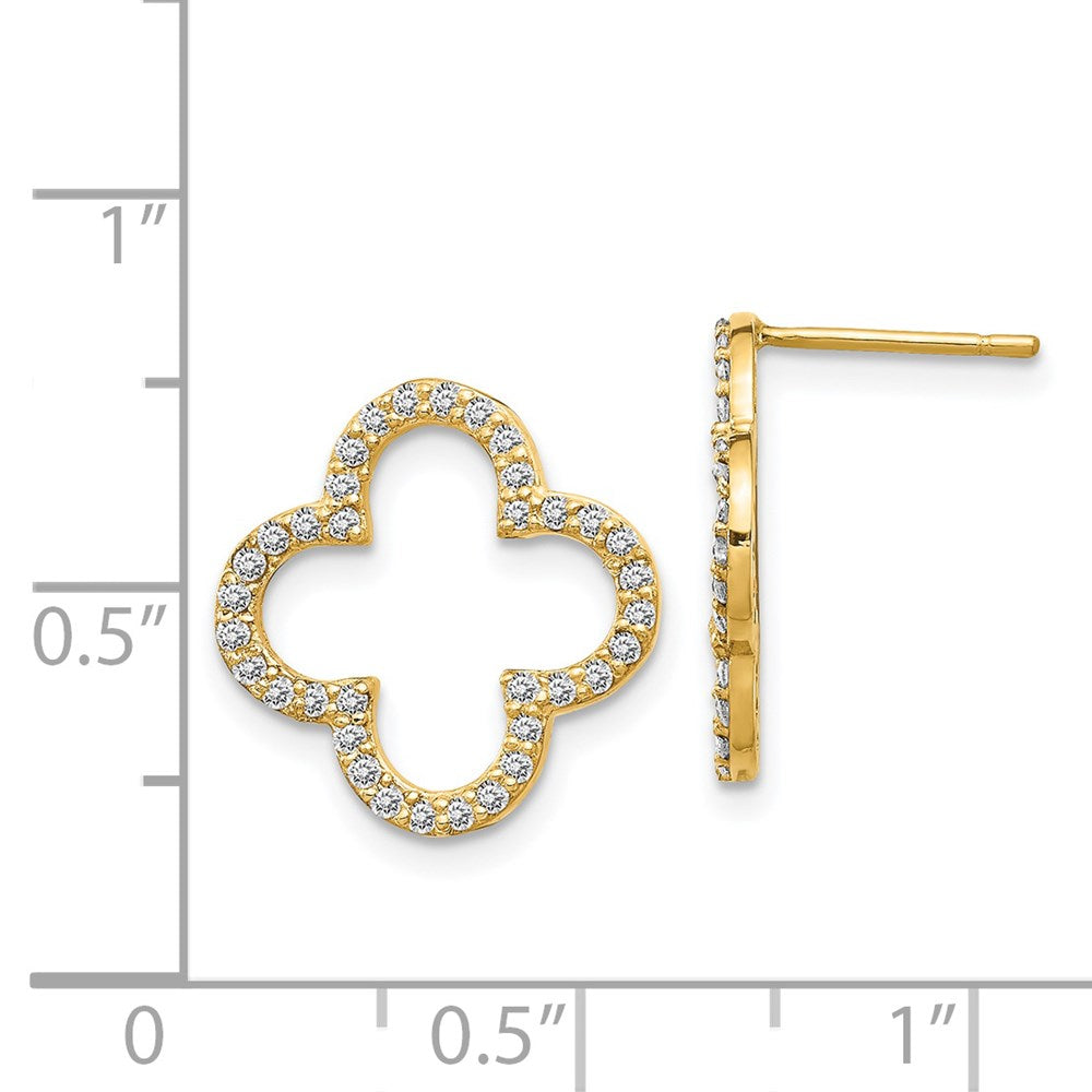 14K Gelbgold Ohrstecker mit echten Diamanten im Kleeblatt-Design