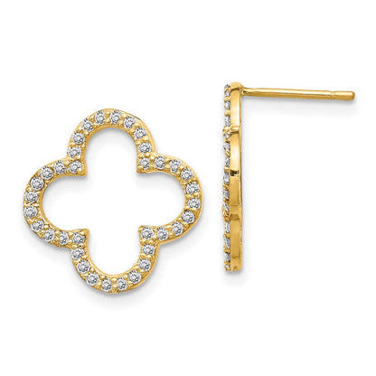 14K Gold Ohrstecker Vierpass-Design mit echten Diamanten