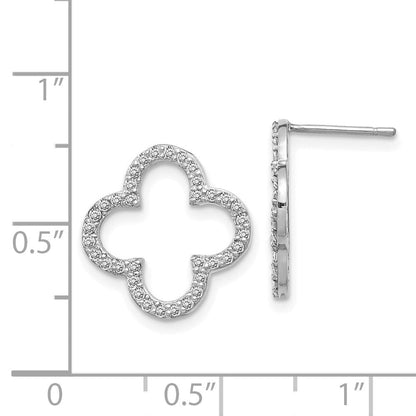 14K Weißgold Ohrstecker mit Kleeblatt-Design und echten Diamanten