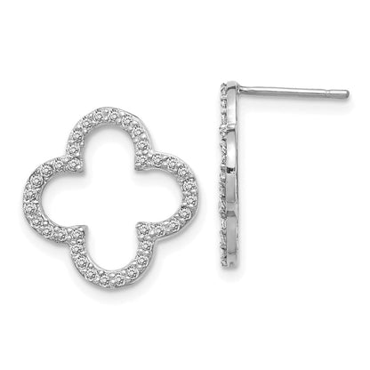 14K Weißgold Ohrstecker mit Quatrefoil-Design und echten Diamanten