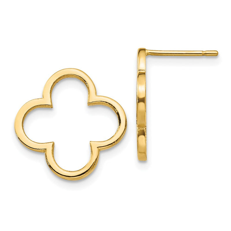 14K Gelbgold Ohrstecker mit Kleeblatt-Design