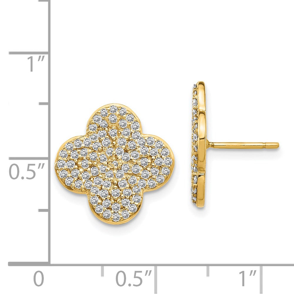 14K Gelbgold Ohrstecker mit echtem Diamant im Vierpass-Design