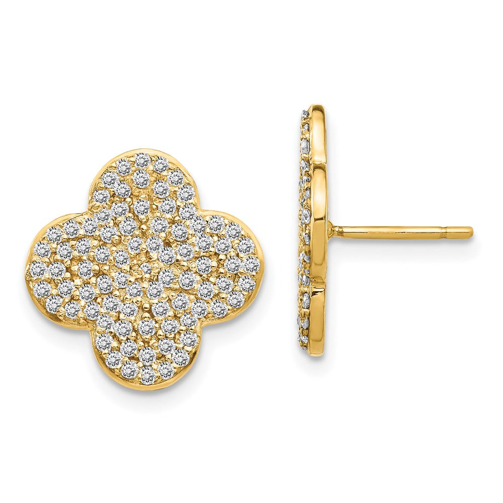 14K Gelbgold Ohrstecker mit Vierpass-Design und echten Diamanten