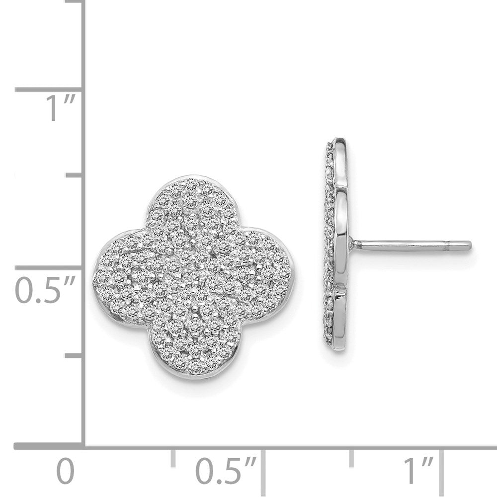 14K Weißgold Ohrstecker mit Kleeblatt-Design und echten Diamanten