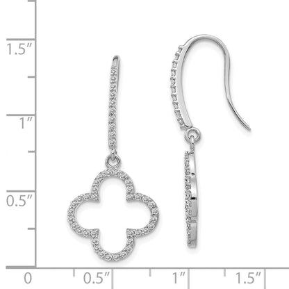 14K Weißgold Ohrhänger mit Quatrefoil-Design und echten Diamanten