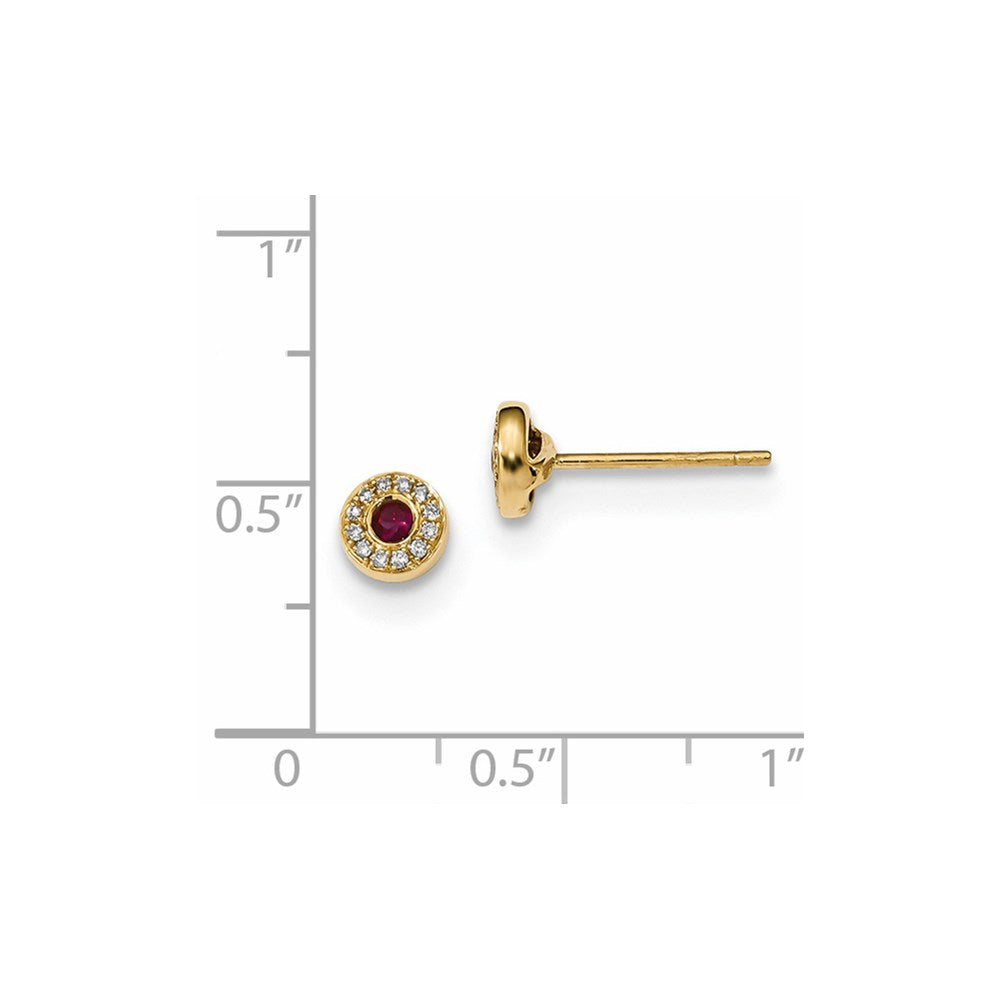 14K Gelbgold Echt Diamant und Rubin Ohrstecker