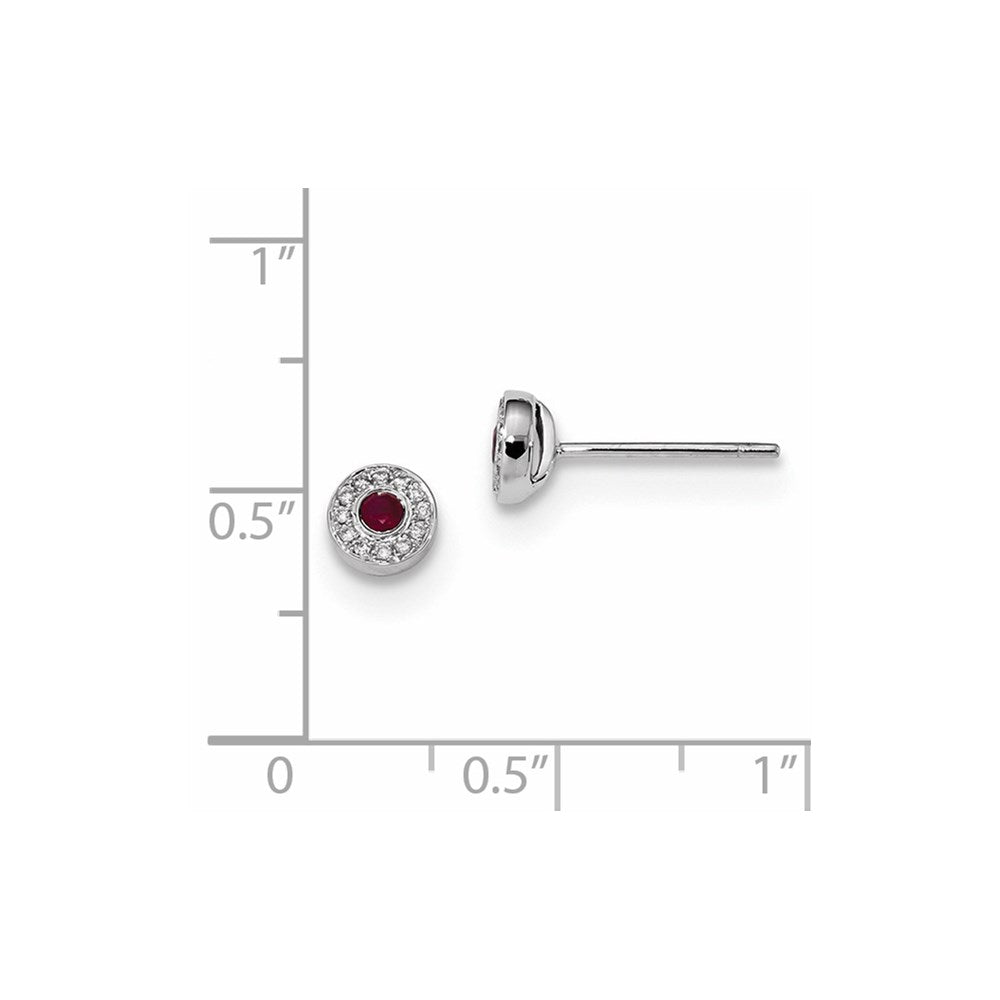 14K Weißgold Echt Diamant und Rubin Ohrstecker