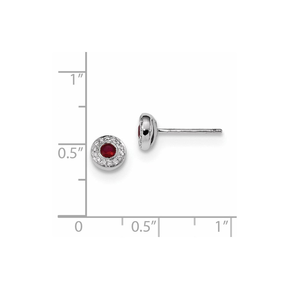 14K Weißgold Echt Diamant und Rubin Ohrstecker