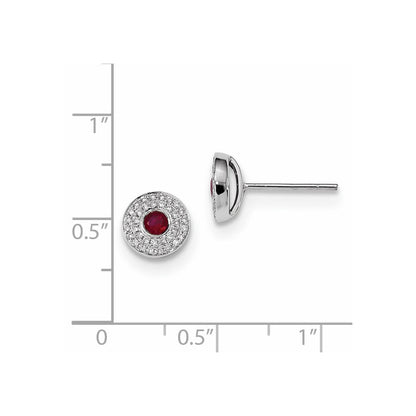14K Weißgold Echt Diamant und Rubin Ohrstecker