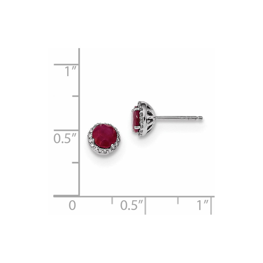 14K Weißgold Echt Diamant & Rubin Ohrstecker