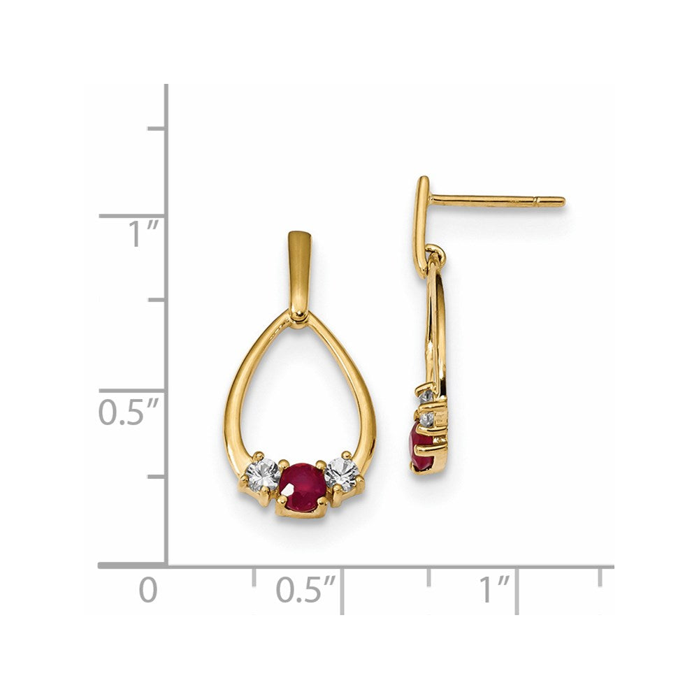 14K Gelbgold mit Af. Rubin & Weiß Saphir Stecker Ohrhänger