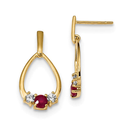 14K Gelbgold mit Af. Rubin & Weiß Saphir Stecker Ohrhänger