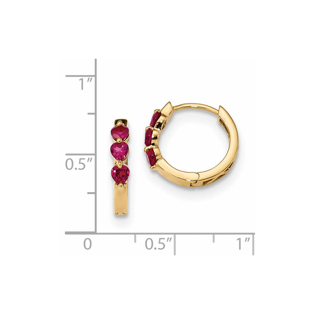 14K Gelbgold mit Erzeugt Rubin Poliert Creolen