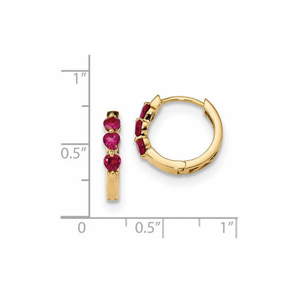 14K Gelbgold mit Erzeugt Rubin Poliert Creolen
