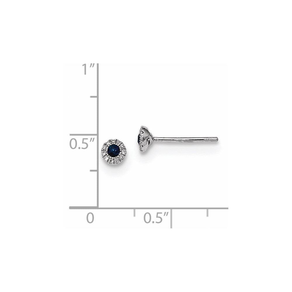 14K Weißgold Echt Diamant und Blau Saphir Ohrstecker
