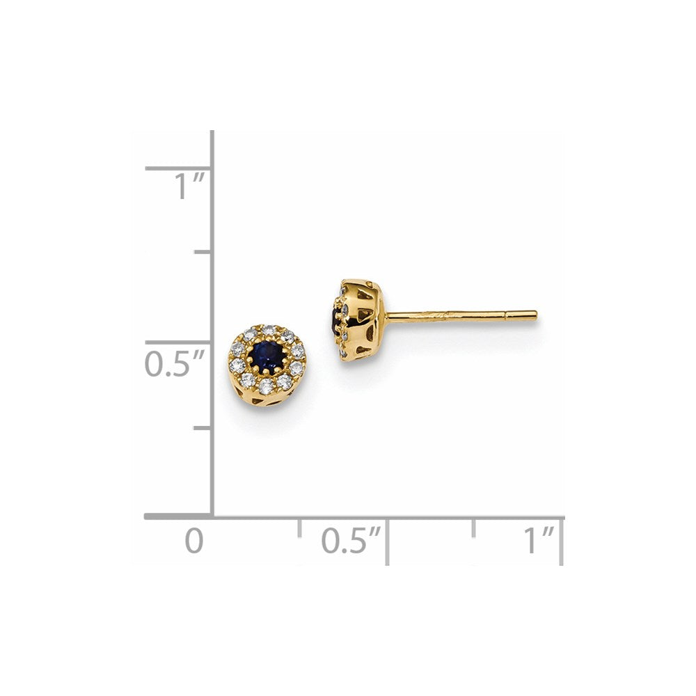 14K Gelbgold Echt Diamant und Saphir Ohrstecker