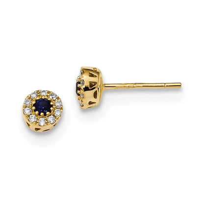 14K Gelbgold Echt Diamant und Saphir Ohrstecker