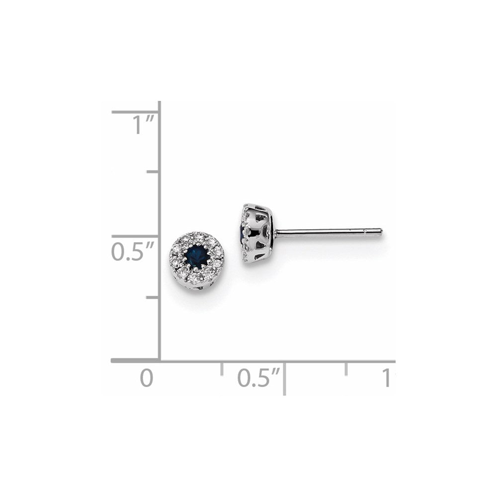 14K Weißgold Echt Diamant und Saphir Ohrstecker