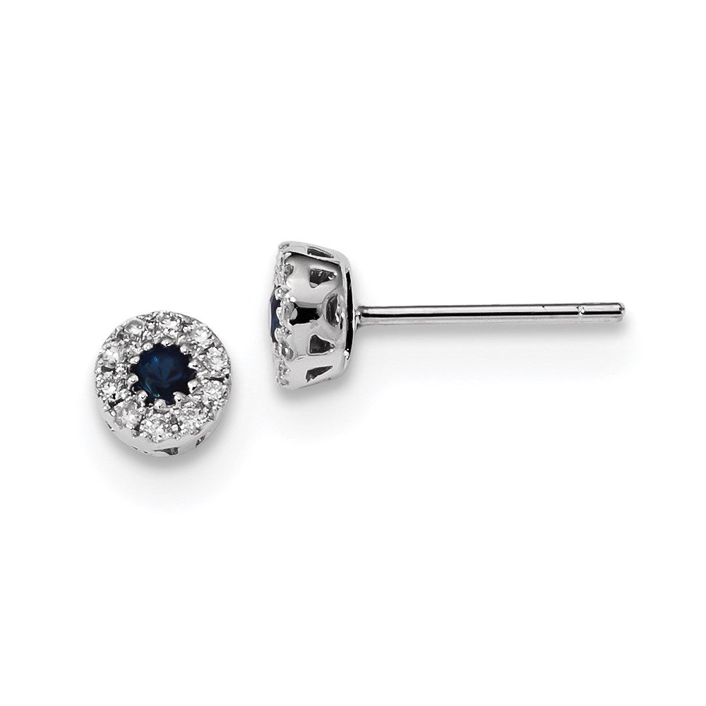 14K Weißgold Echt Diamant und Saphir Ohrstecker