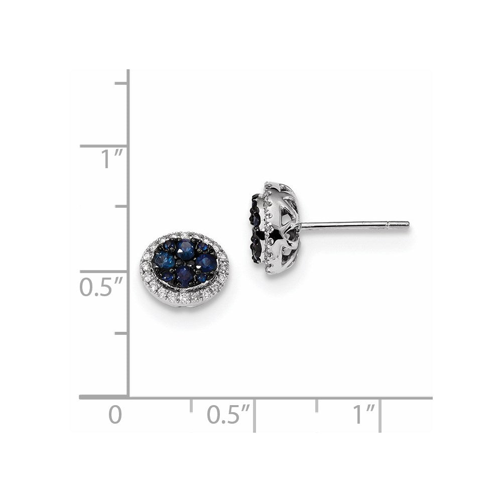 14K Weißgold Echt Diamant und Blau Saphir Ohrstecker
