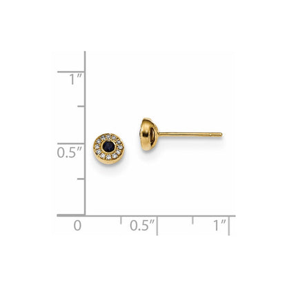 14K Gelbgold Echt Diamant und Saphir Ohrstecker