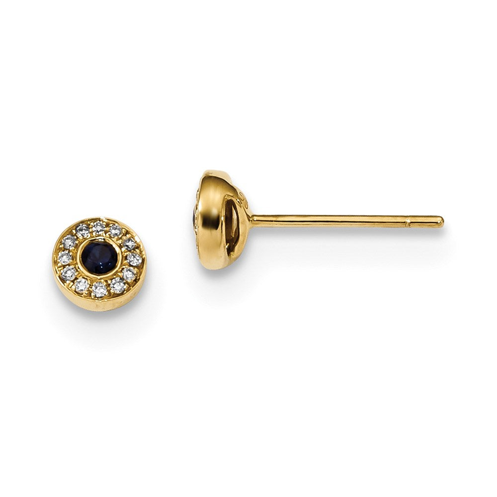 14K Gelbgold Echt Diamant und Saphir Ohrstecker